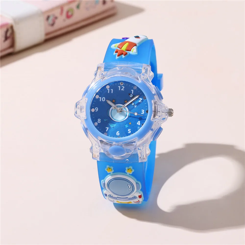 4 Colors 3D Spaceman Flashing Light Children Watch For Boys Kids Cool Light Primary School Student Wristwatch