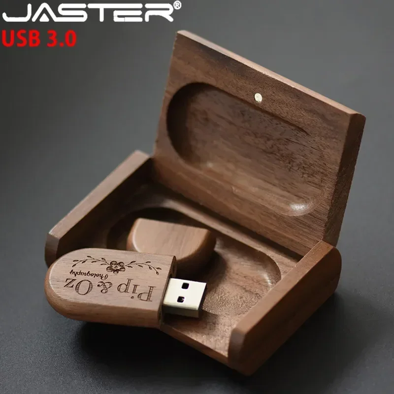 JASTER USB 3.0 תיבת עץ במהירות גבוהה עם לוגו אישי ללקוח Pendrive 8GB 16GB 32GB 64GB כונן פלאש USB Pen Drive U Disk