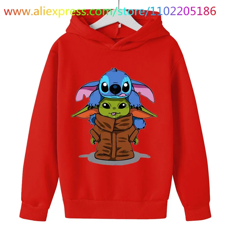 New Disney Baby Girls Boy Cartoon Yoda Hoodies Sweatshirt Clothes Kids Spring Hoodies  Coat Child Tops Clothing 3-14year