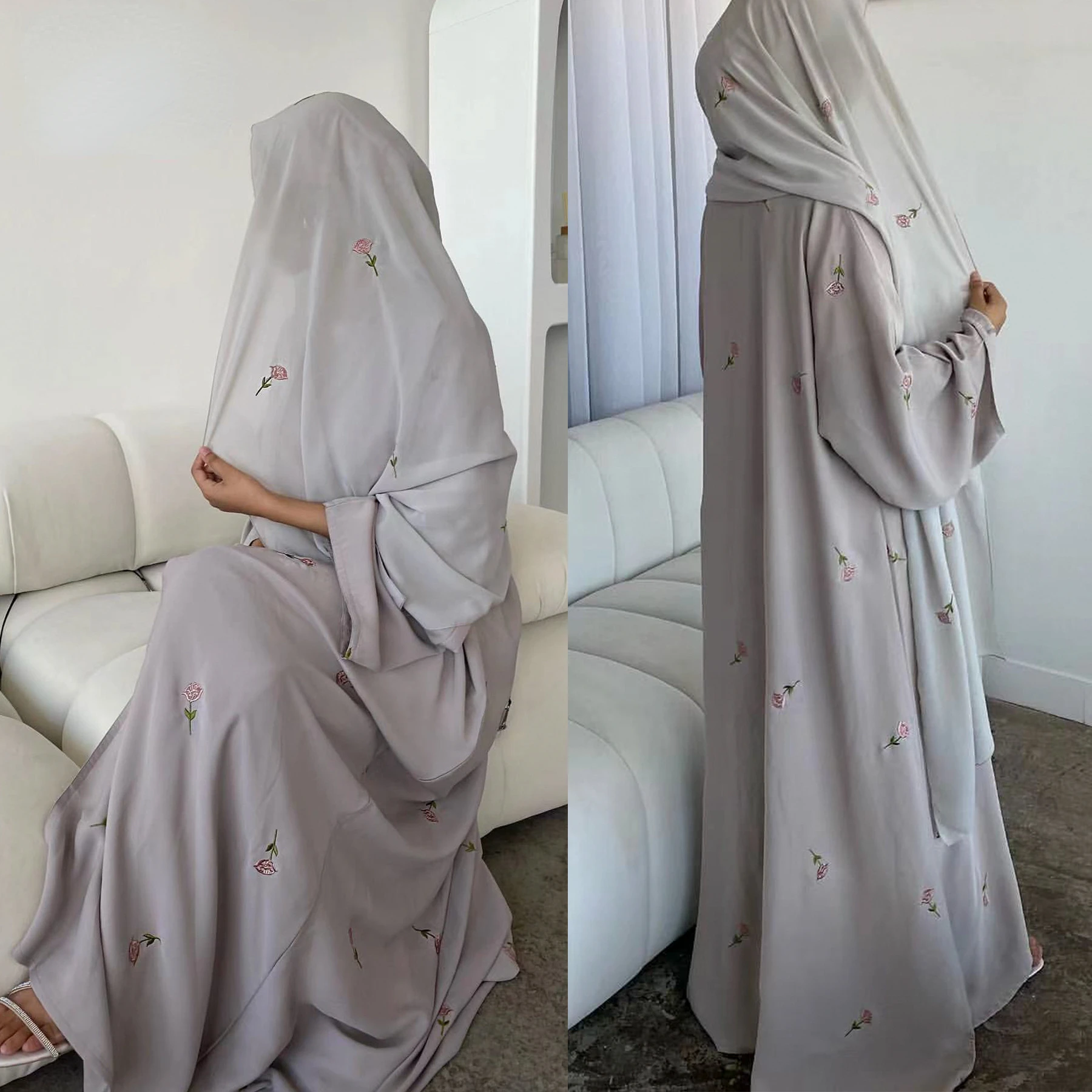 Abaya bordada preta para mulheres, cardigã de Dubai, kaftan muçulmano, roupas turcas e islâmicas, quimono de luxo, roupa nova, 2024