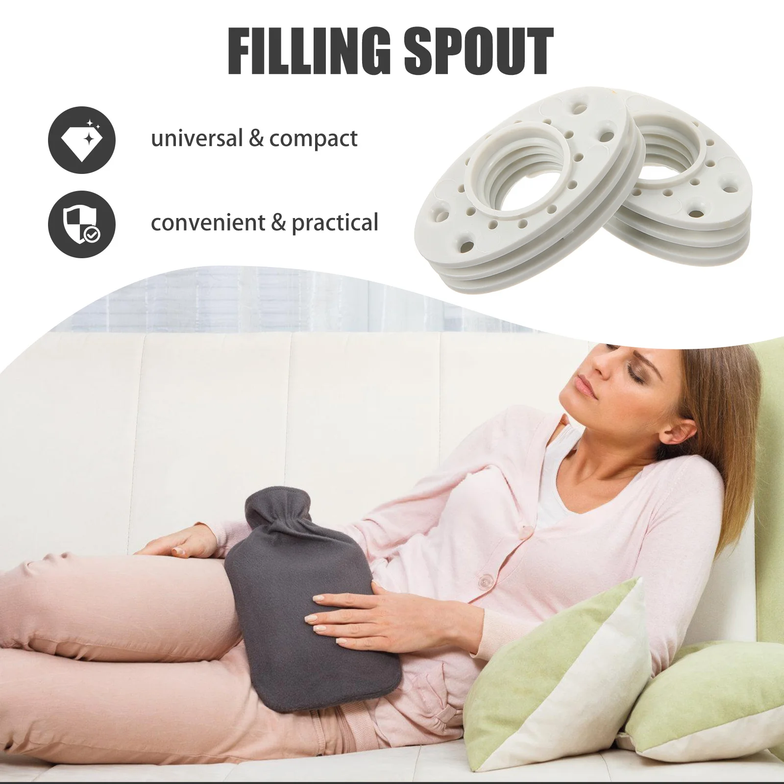 

5Pcs Leakproof Hot Water Bottle Filling Spout Universal Plastic Replacement Easy Install Filling Spout for Hot Water Bag