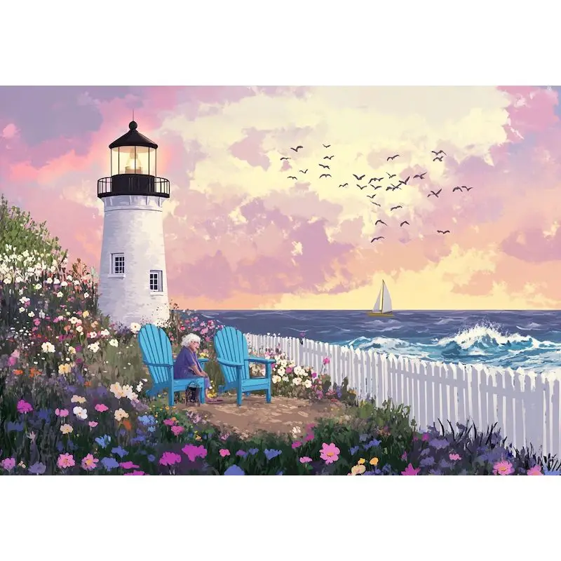 

GATYZTORY Lighthouse Paint By Numbers Handiwork Art Art Supplies Landscape Crafts Gift Kits Painting With Numbers