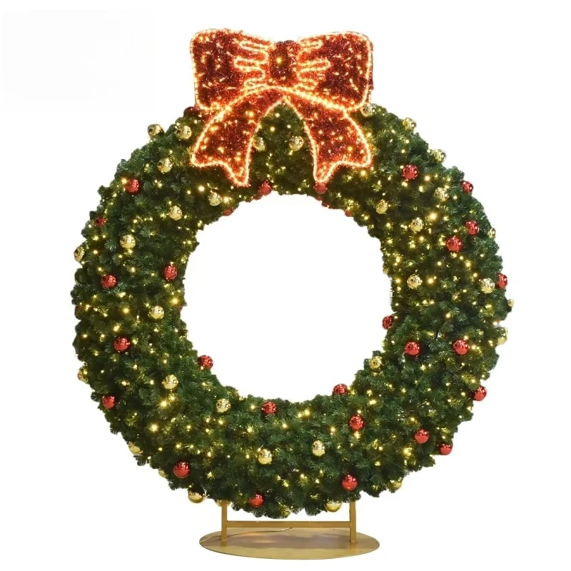 

Большой рождественский елочный венок из ПВХ со светодиодом для украшения дома в торговом центре отеля