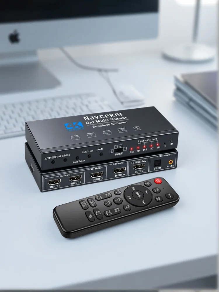 Navceker 4K HDMI Quad Screen Multiviewer 4x1 2x1 3x1 HDMI PIP Multi Viewer 4 wejścia 1 wyjście Bezproblemowy przełącznik do kamer, laptopów, PC, telewizorów — zdjęcie produktu 7