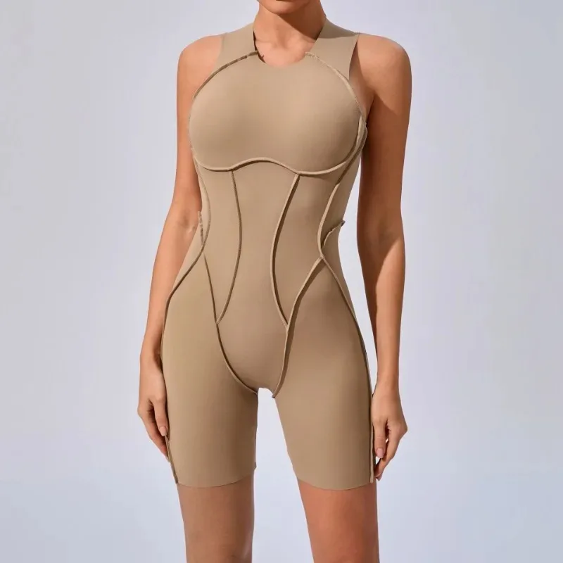 New Three-dimensional Line Tight Sports Fitness Yoga Jumpsuits Hip-lifting Open Back High elasticity Outdoors Gym Bodysuit Women