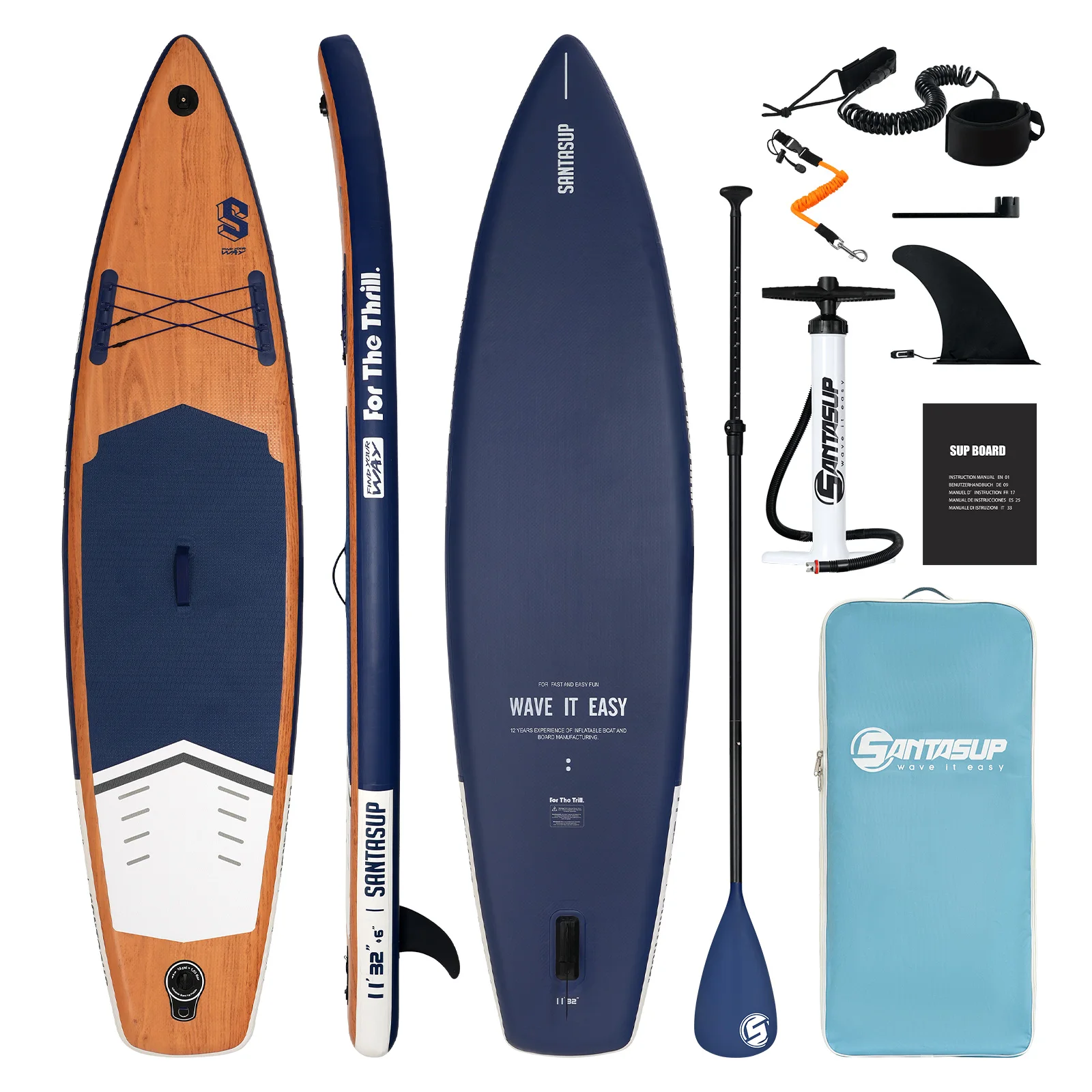 Stand Up Paddleboard Inflatable Paddle Boards Wide Stable with Premium SUP Paddle Board Accessories Non-Slip Deck Wood Pattern