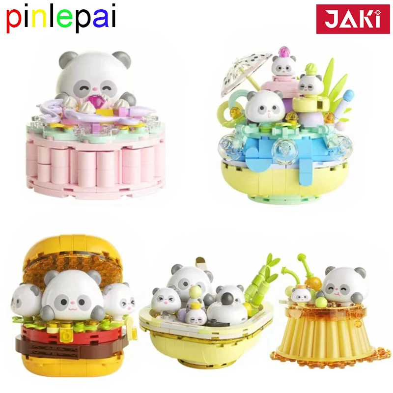 Pinlepai Jaki Panda Building Block Series Bricks Set Blocks Brick Animal Sets Hamburger Food Cute Figure Toys For Children