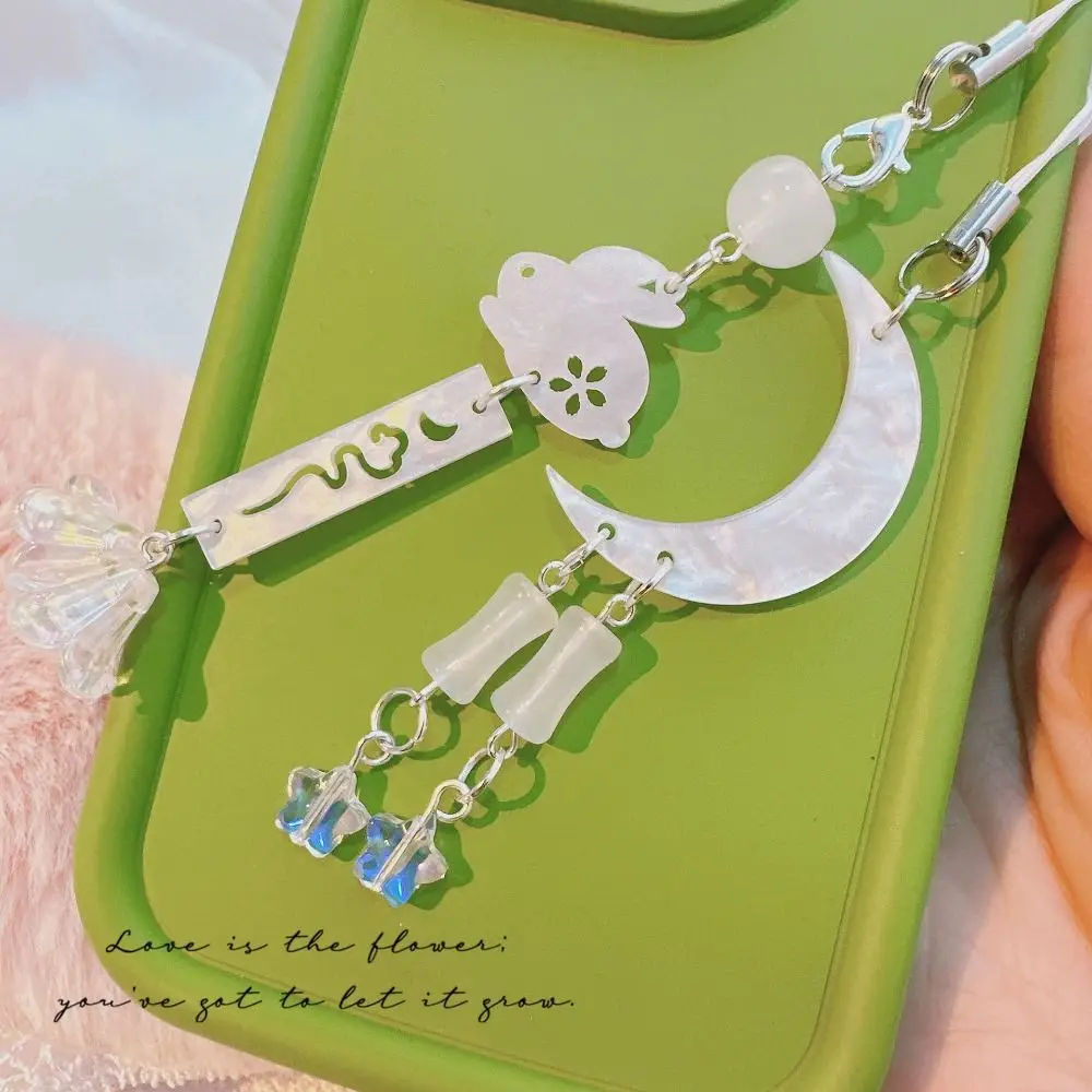 Acrylic Moon Star Phone Charms Rabbit Anti-Lost Cloud Phone Chains Chinese Style Trinket Mid-Autumn Festival Mobile Strap