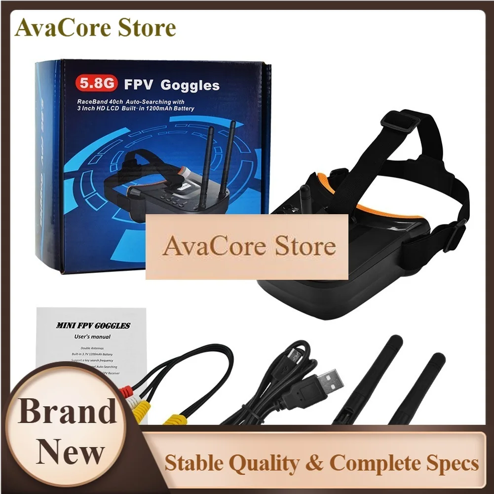 AvaCoreFPV Video Goggles 3 Inch 480X320 Built In 5.8G 40CH Receiver Dual Antenna Head Mount Display For Drone Racing