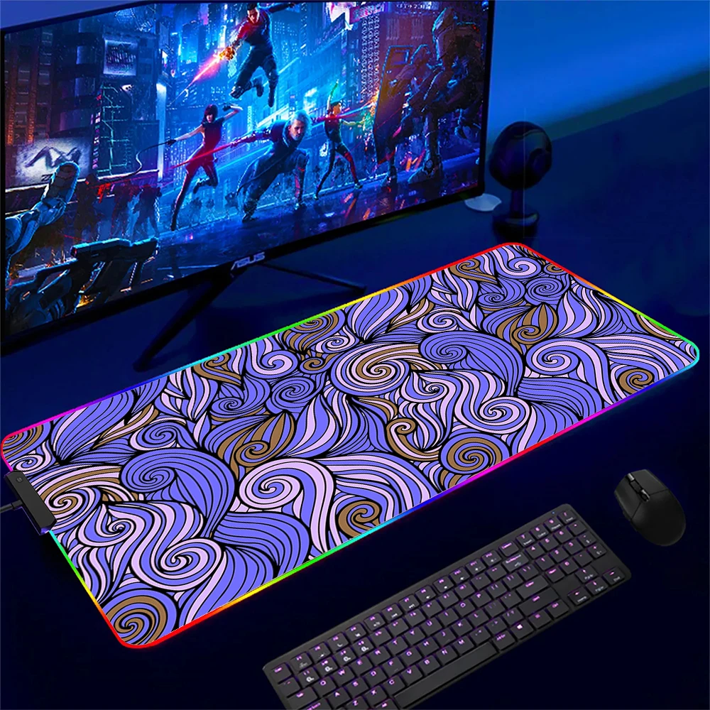 

Art RGB Mouse Pad HD Print LED Mousepad Large Gaming Mouse Mat Premium Computer Desk Mat Non-Slip Keyboard Pad Office Table Mats