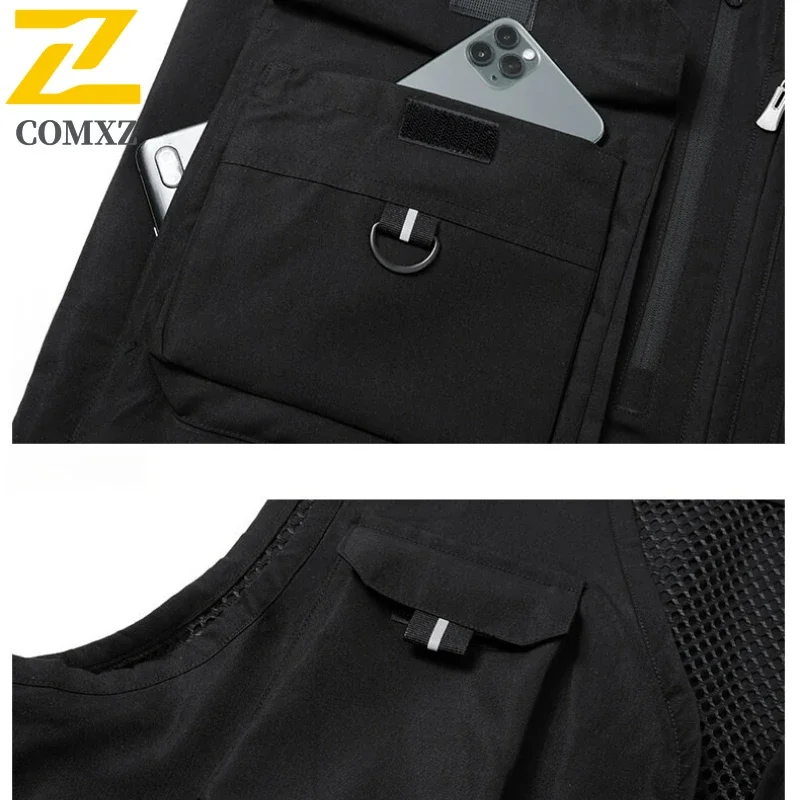 2025 New Multi-pocket Vest Jackets Men's Autumn Casual Trendy Sleeveless Work Vests Hiking Fly Fishing Coat Plus Size Waistcoat