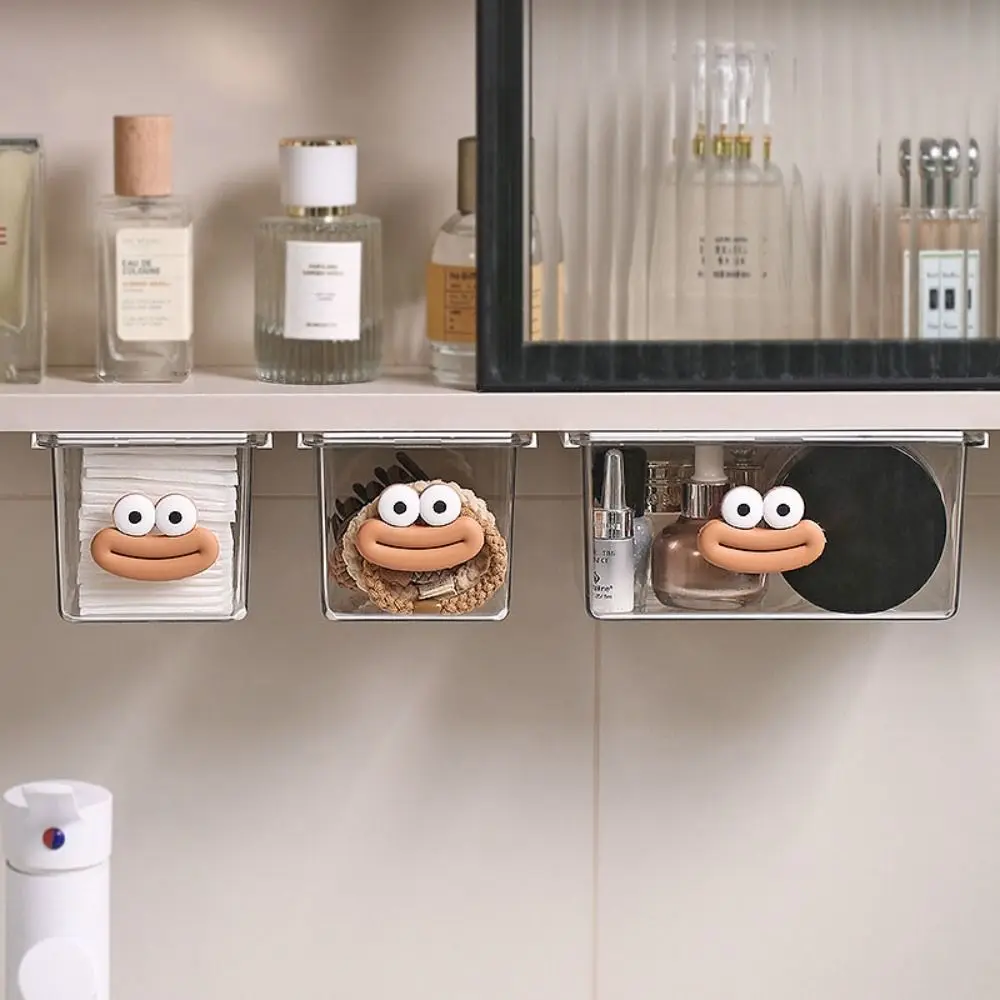 Transparent Under Table Storage Drawer Large Capacity Punch Free Drawer Storage Box Space Saving Visible Pull Out Storage Rack