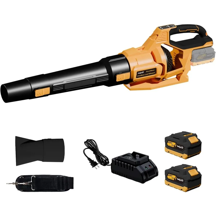 

Беспроводная мощная турбонагнетатель для листьев с питанием от аккумулятора, аккумулятором 21 В, 2X3,0 Ач и зарядным устройством, электрический маленький Soplado 650CFM, 120 миль в час