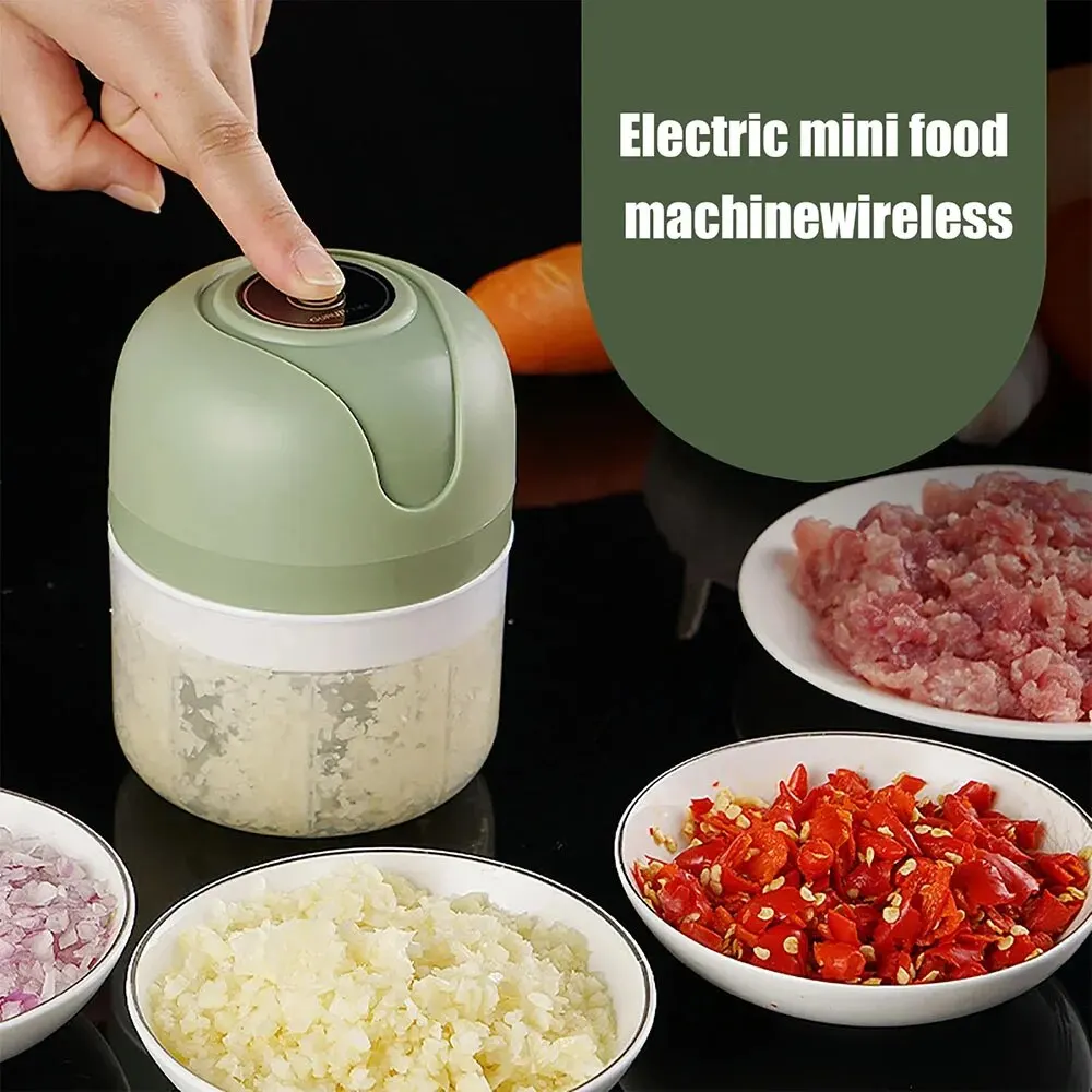 Electric Garlic Grinder, Mini Portable Veggie Chopper, Wireless Small Food Chopper Tool for Vegetable, Ginger, Chili, Meat