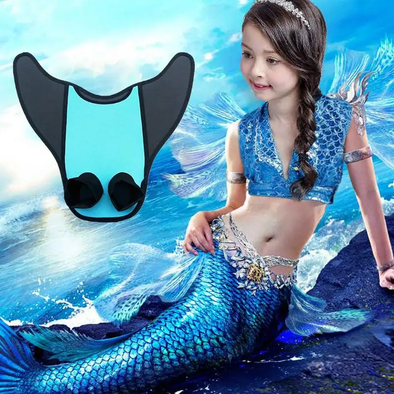 Barbatanas de pés nadadeiras para adultos e crianças, Mermaid Tail Monofin, traje de Halloween infantil, maiô cosplay