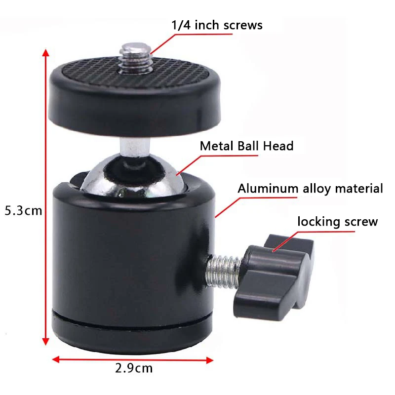 Tripod Ball Angle Adjustment Ball Head Mount 1/4" Screw For DSLR Cameras And Various Devices Pro Audio Equipment Stand Accessory