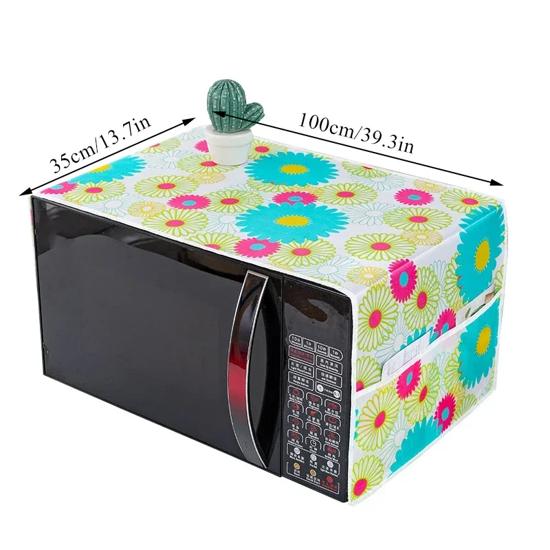 35*100cm Microwave Oven Dust Cover Dustproof Satin Storage Bag Dust Cloth Household Printed Cover Modern Top Cover Cloth