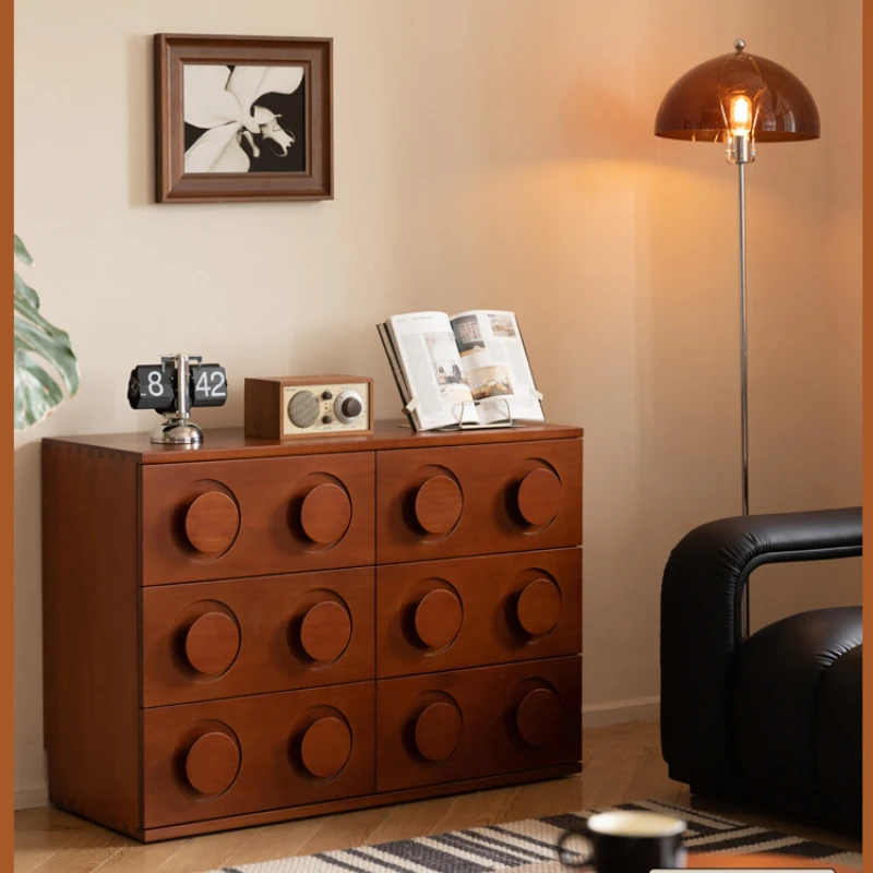 Vintage solid wood bucket cabinet, storage cabinet, small unit storage cabinet, bedside cabinet, living room TV cabinet