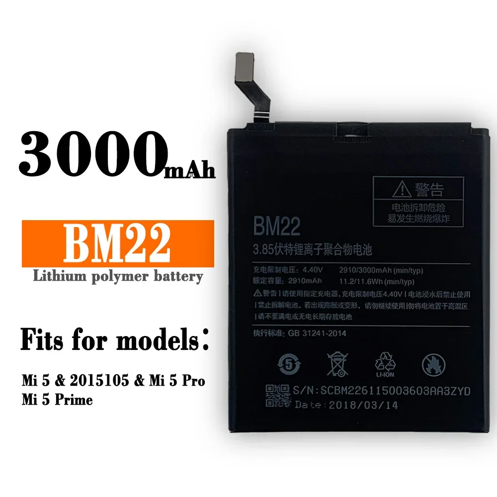 

Battery BM22 Full 3000mAh For Xiaomi Mi 5 Mi5 Pro M5 High Quality Phone Replacement Batteries Lithium Battery