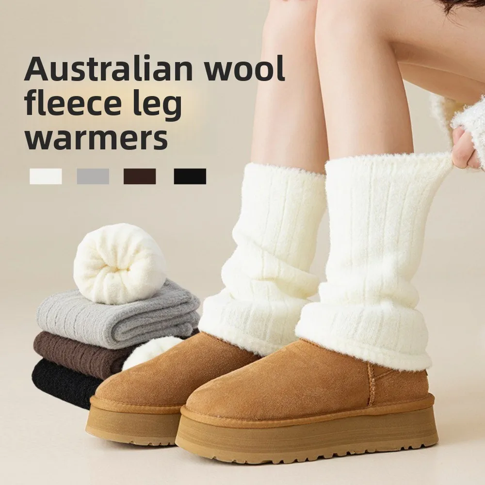 ถุงเท้ายาวผู้หญิงแบบหนาพิเศษ ป้องกันขา อุ่นสบายสำหรับฤดูหนาว ถุงเท้าขนฟูสไตล์ญี่ปุ่น Y2K ของขวัญ