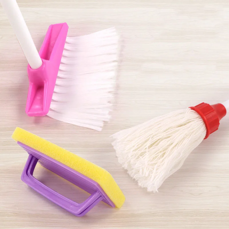 16 ชิ้น/เซ็ตเด็กทําความสะอาด Dustpan ไม้กวาดไม้กวาดทําความสะอาดของเล่นเด็ก Mop Mini ชุดเครื่องมือ Play House ของเล่น