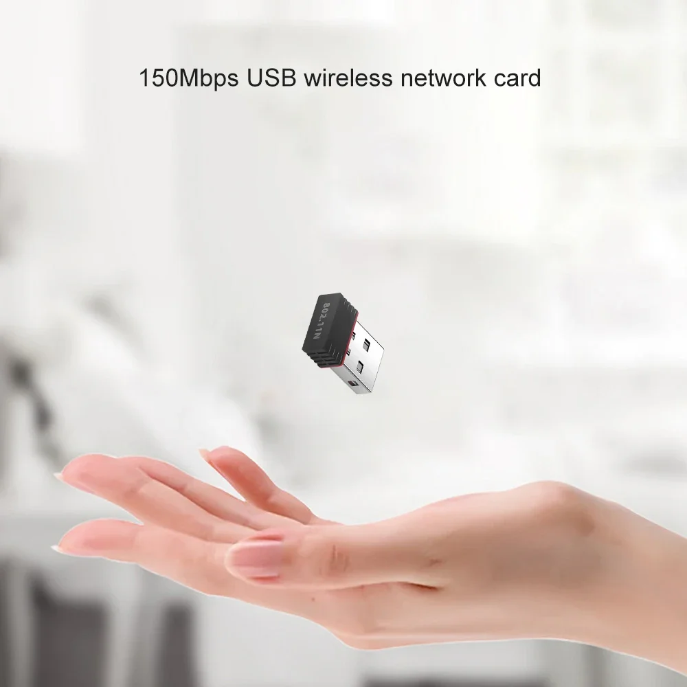 150 Mbps USB WiFi-adapter Draadloze netwerkkaart Mini-signaalontvangst USB Dongle Plug en Play voor desktoplaptop PC Windows
