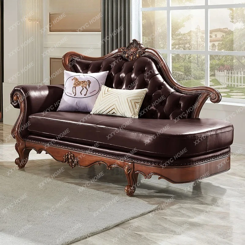 

Кожаный шезлонг из массива дерева, элегантный диван для спальни, раскладной диван-реклайнер для гостиной