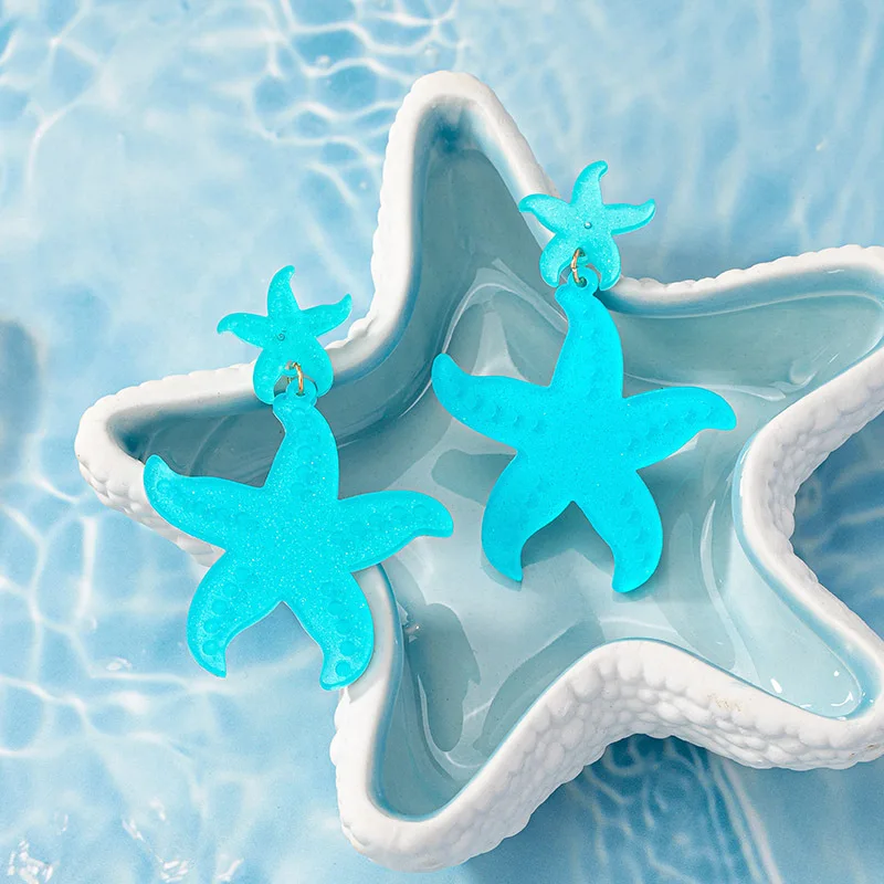 Bohemia Beach Style Resin Starfish Earrings for Women Gifts Fashion Shiny Sea Star Acrylic Designer Drop Earring Jewelry