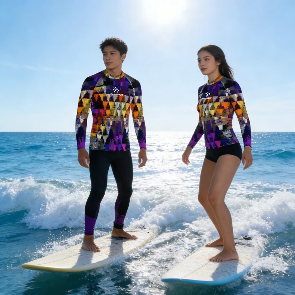 Men's and Women'sLong Sleeve Rash Guard Beachwear Lightweight Breathable Surfing Clothing for Beach Activities Watersports