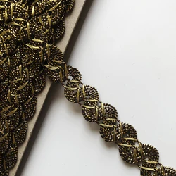 5Yards Brown Gold Lace Trim Ribbon Curve Lace Fabric Sewing Centipede Braided Lace Wedding Craft DIY Clothes Accessories Decora