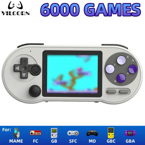 Consola de juegos portátil SF2000, reproductor de videojuegos Retro IPS de 3 pulgadas, 6000 juegos integrados para SFC FC GBA, regalo para niños, salida AV
