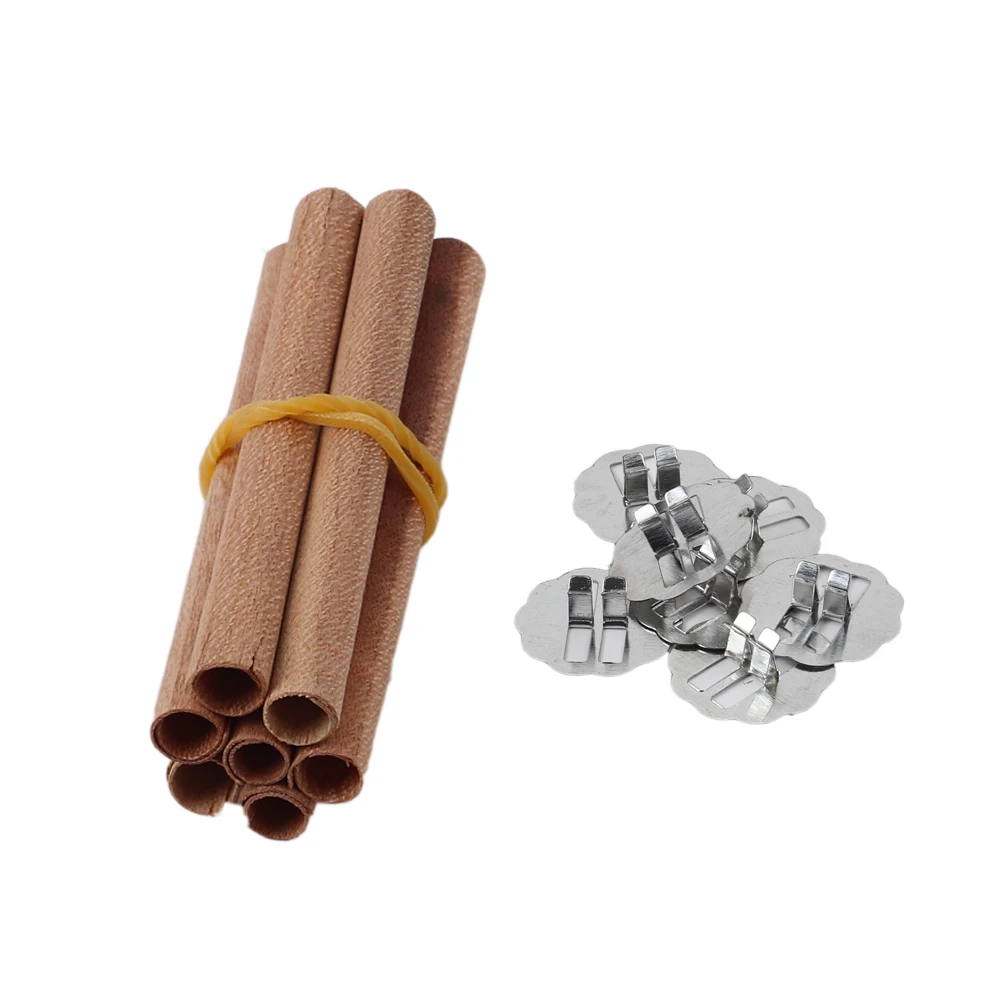 10Pcs Wooden Candle Wicks Round Tube Natural Smokeless Wood Candle Core DIY Candle Making Supplies Handmade Soy Parffin Wax Wick