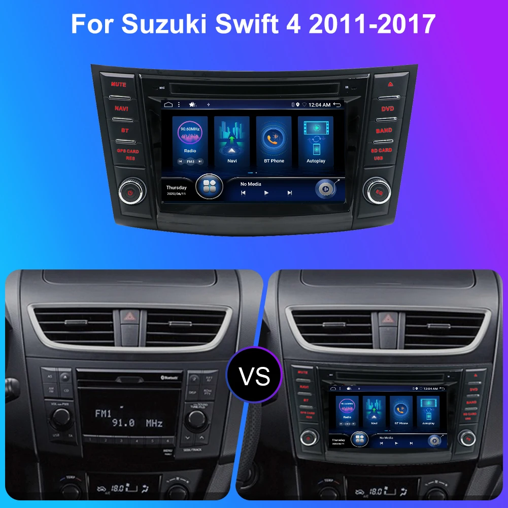 BXLIYER 6+128GB Android 12 Auto Radio Car Multimedia DVD Player For Suzuki Swift 4 2011 - 2017 Carplay DSP GPS Navigation WIFI