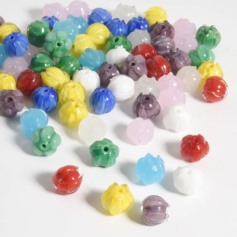 

20/30pcs Colorful Bell Orchid Beads Exquisite Durable Flower Bud Beads Diy Perforated Beads Earring Crafts Accessories Bulk Bead