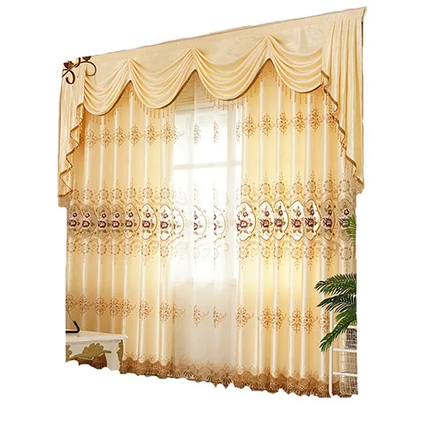 European and American Style Royal Beige White Luxury Curtains for Living Room Window Curtain Bedroom Window Curtain Kitchenl