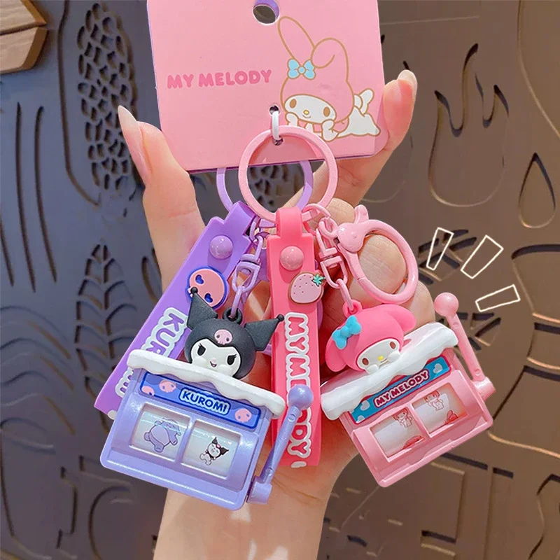 New Sanrio Anime Cartoon Shaking Game Console Keychain Cinnamoroll Kuromi Car Book Bag Key Chain Charm My Melody Small Gifts