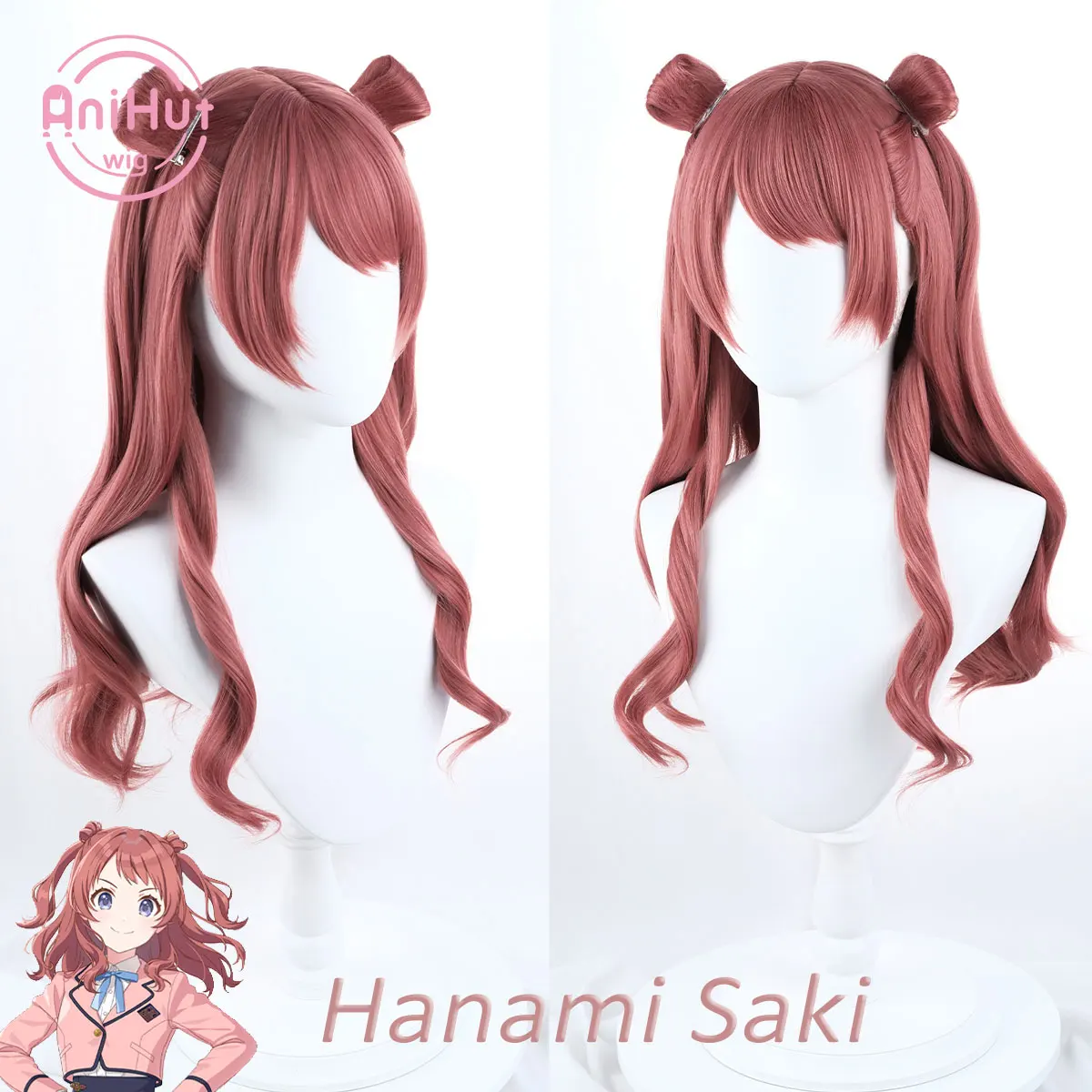 【AniHut】Hanami Saki Red Косплей Парик Gakuen Idol мастер 50 см Прямые термостойкие синтетические волосы Hanami Saki Косплей