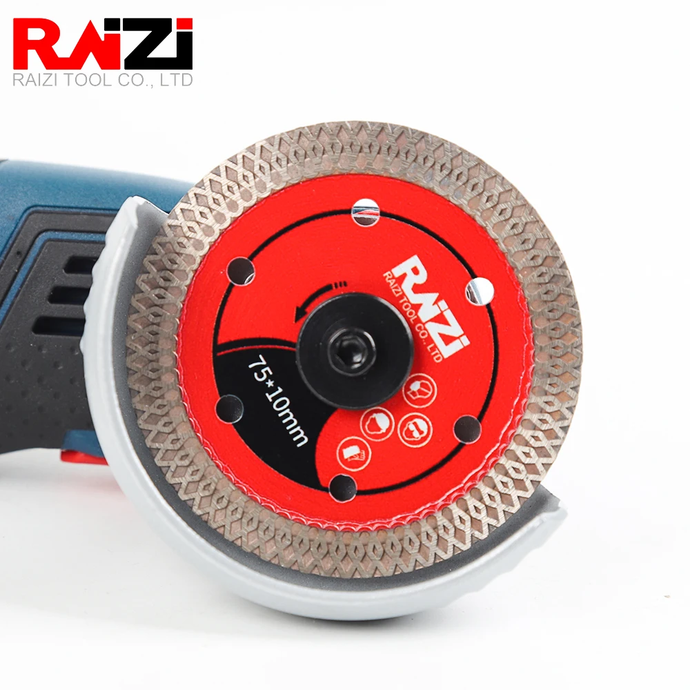 Lama da taglio diamantata Turbo sottile a rete Raizi 75/85mm per lama da taglio per piastrelle di ceramica in gres porcellanato Mini disco da taglio