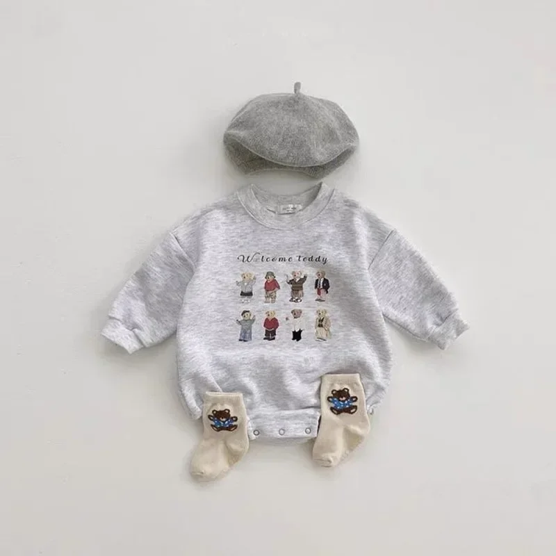 

Newborn Baby Cartoon Long Sleeves Bodysuit 0-2y Infant Cute Soft Clothes Fashion Letter Cotton New Sweatshirts Outfits One Piece