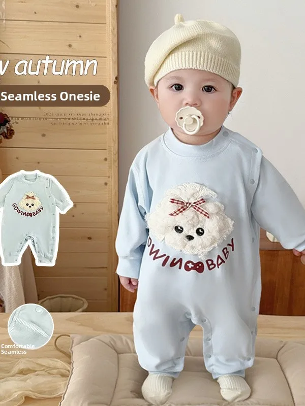 Suave Plu algodón largo Sve Baby Rer primavera otoño ex cómodo traje cálido coreano Sle redondo Ne ropa de bebé