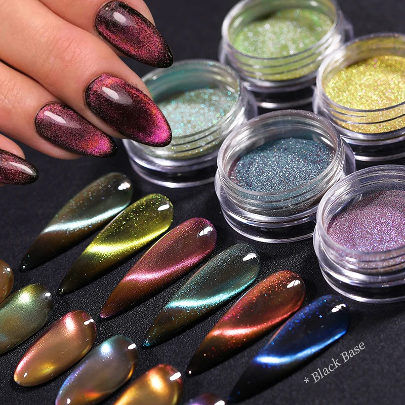 0,5g Katzen magnet Nagel Glitter Pulver 9d Chamäleon Katzenauge Pulver Shinn ing Magic Effekt Katzenauge Maniküre Chrom Pigment Staub ft * 8