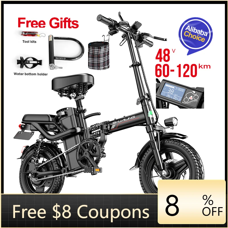 

STLF DZ WJW Advanced Factory Wholesale Mini Size Folding Electric Bicycle 400W 48V 14 Inch Electric City Bike Foldable LED Displ