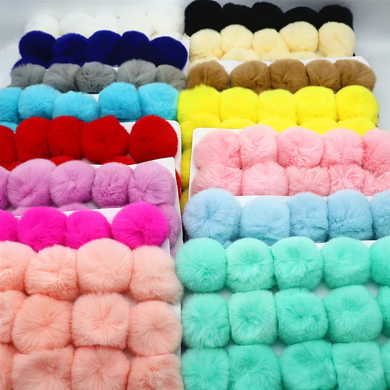 25 pz Fluffy Soft Pom Pom 6 Cm 8 Cm peluche artificiale Pom portachiavi fai da te ciondolo matrimonio decorazione della casa Pom Pom forniture per