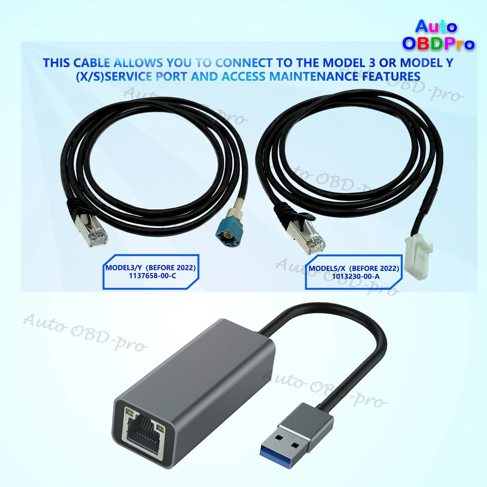 For Tesla Model-3 Model-Y Model X/S Diagnostic Cable, USB OBD2 Diagnostic Adapter, Connector for LAUNCH Autel Scanner Toolbox