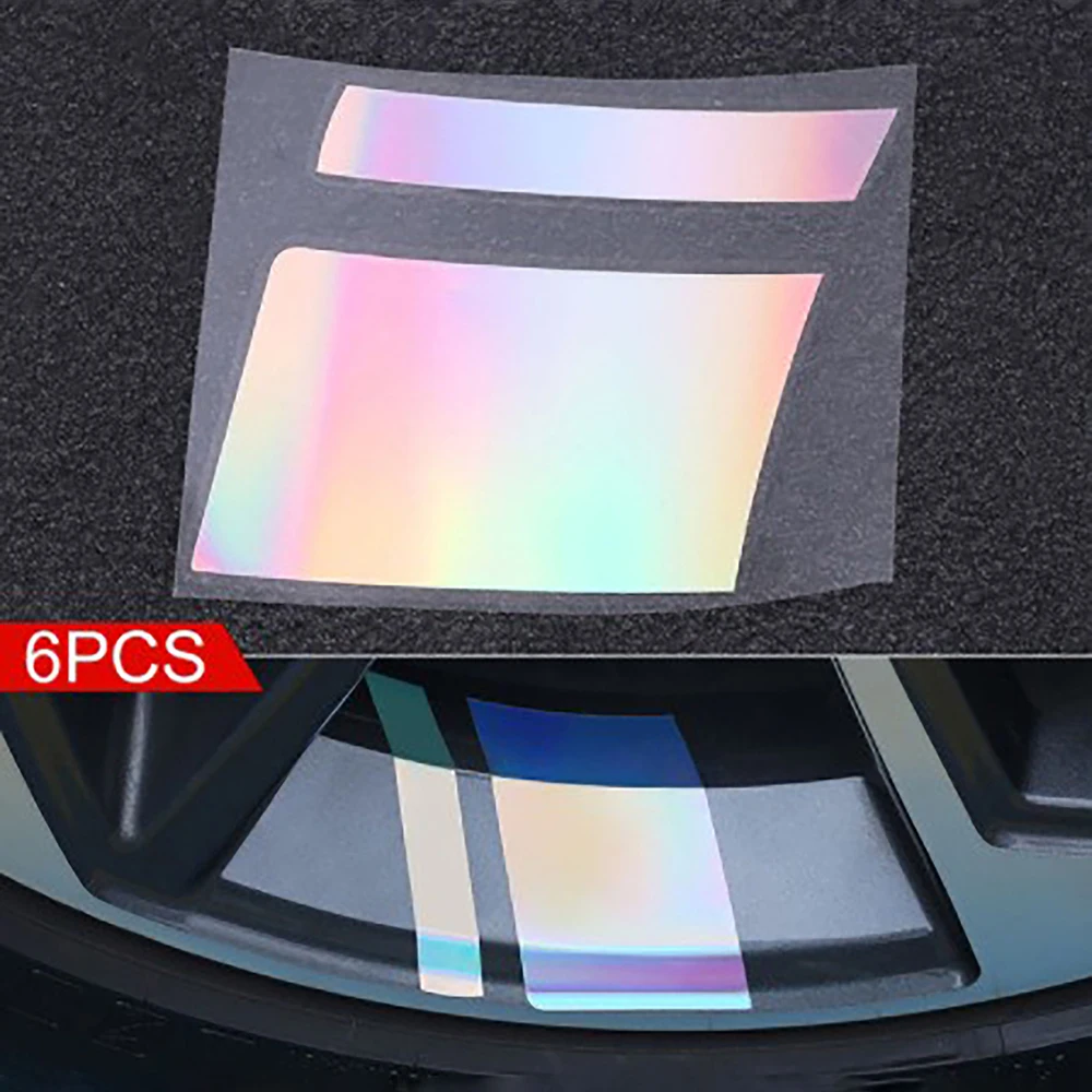 6Pcs Waterproof Reflective Car Wheel Rim PET Warning Stickers Stripe Auto Racing Wheel Hub Decoration Decals for Size 18