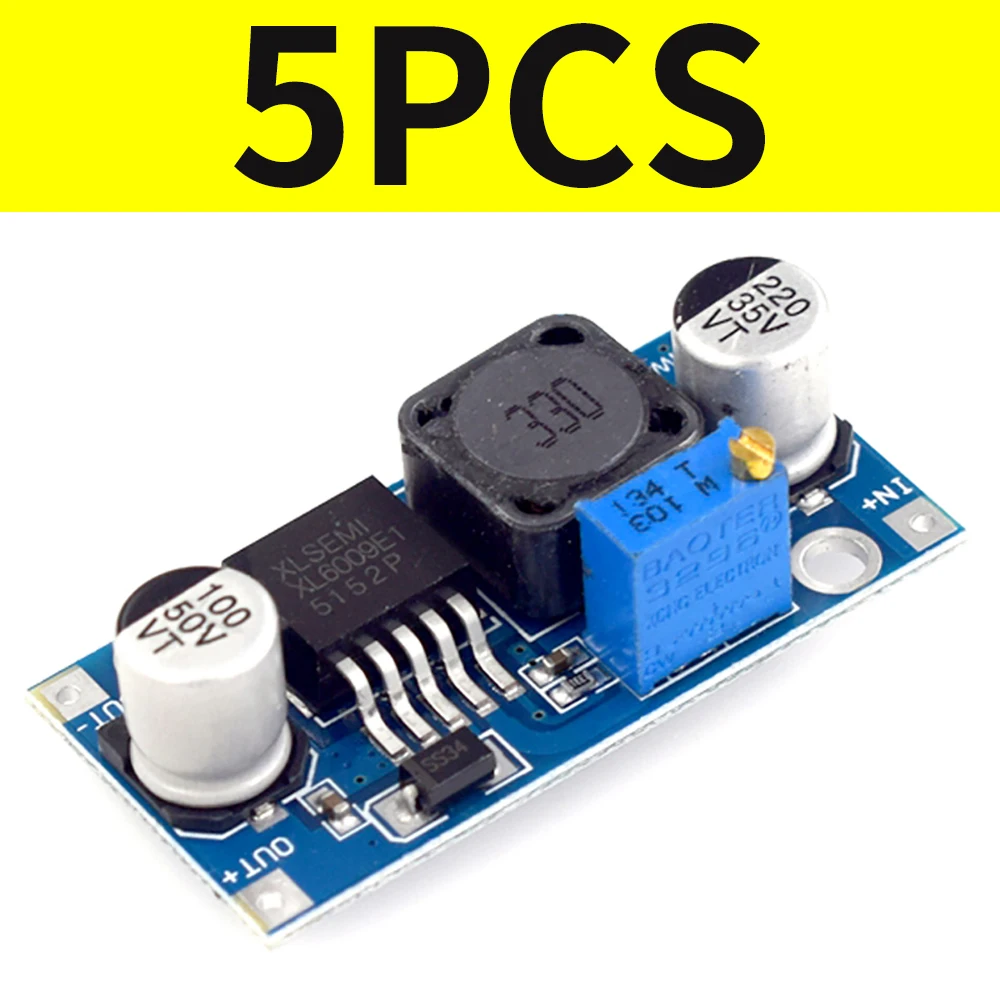 5pcs 4A XL6009E1 DC-DC Booster Module Power Supply Module Output Is Adjustable Boost Board Power Converter for Arduino