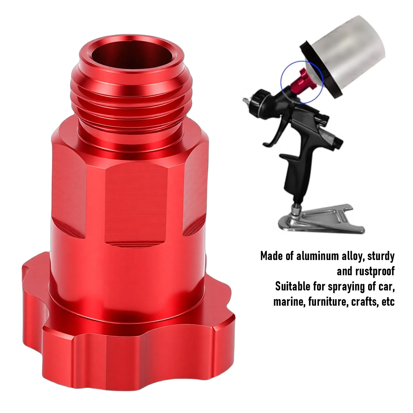 Spray Gun Cup Adapters Aluminum Alloy Paint Sprayer Cup Converter M16 Male Thread 1.5mm Pitch Red Spray Gun Cup Adapter