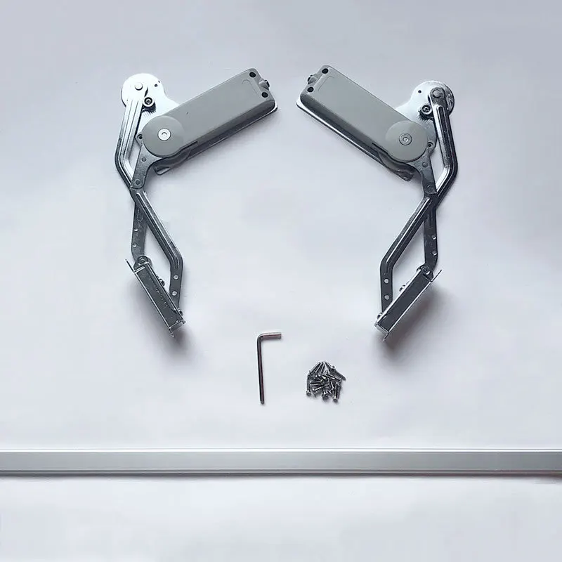 Hydraulic Soft Close Cabinet Lift Door Support Hinge Adjustable Steel Balance Rod Vertical Upward Opening Hardware Kitchen