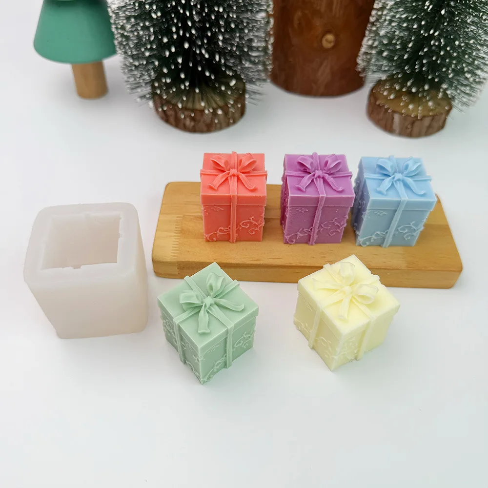 3D Quadratische Geschenkbox Aromatherapie Kerze Silikonform Herstellung DIY Weihnachtsgeschenkbox Dekoration Gips Harzform – Detail 2