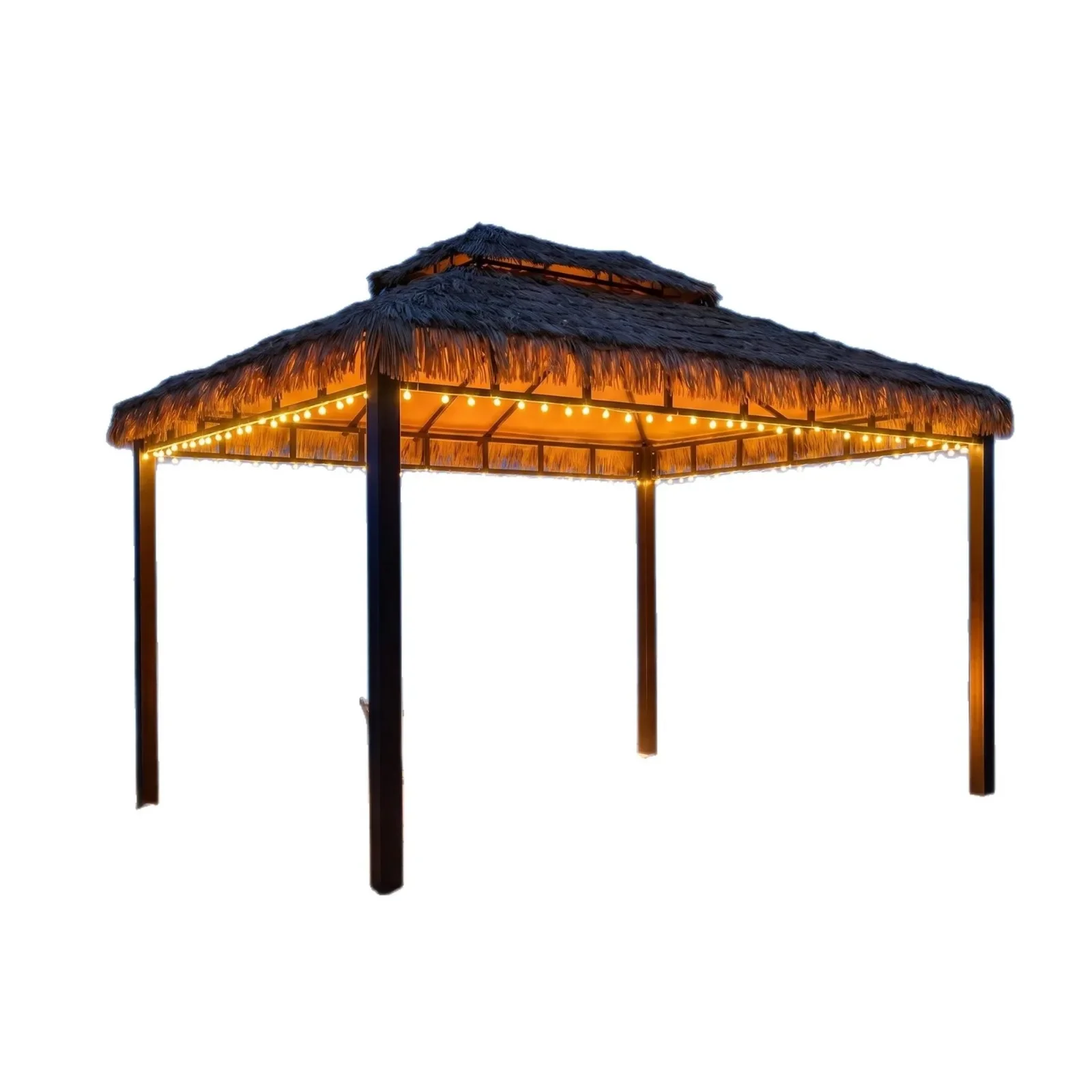#Outdoor Thatched Pavilion, Sun Shade Umbrella Tent, Realistic Straw Roof Gazebo, Rain Shelter for Garden Patio, 2023 New Design